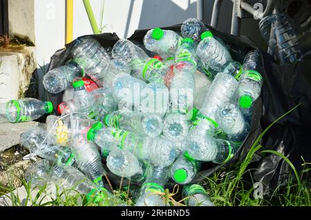 Plastic water bottles waiting to be recycled Stock Photo