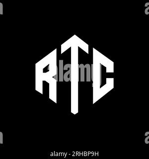 RTC letter logo design with polygon shape. RTC polygon and cube shape logo design. RTC hexagon vector logo template white and black colors. RTC monogr Stock Vector