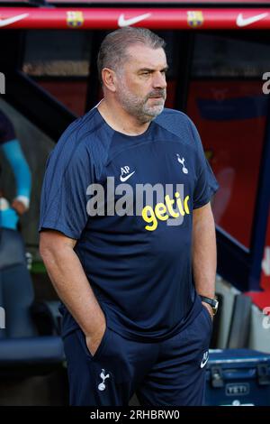 BARCELONA - AUG 8: Ange Postecoglou in action during the Joan Gamper Trophy match between FC Barcelona and Tottenham at the Estadi Olimpic Lluis Compa Stock Photo
