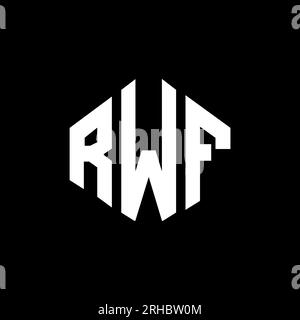 RWF letter logo design with polygon shape. RWF polygon and cube shape logo design. RWF hexagon vector logo template white and black colors. RWF monogr Stock Vector