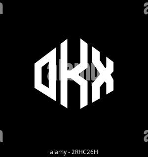 OKX letter logo design with polygon shape. OKX polygon and cube shape logo design. OKX hexagon vector logo template white and black colors. OKX monogr Stock Vector