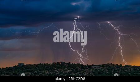 Lightning storm over Chino Valley during the monsoon season, Arizona, USA Stock Photo