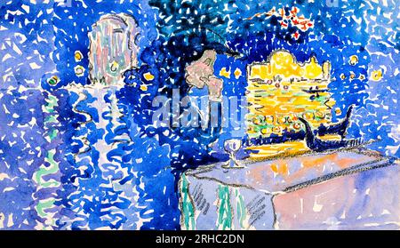 Venice: Night of the Festival of the Redeemer painting in high resolution by Henri-Edmond Cross. Original from The MET Museum. Stock Photo