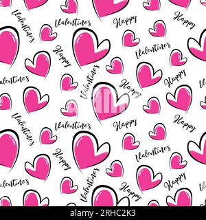 Heart seamless pattern with valentine's day text vector illustration Stock Vector