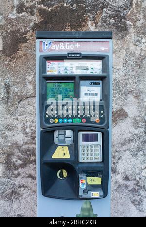 Rome, Lazio, Italy, Car park meter in the street of Rome. Stock Photo