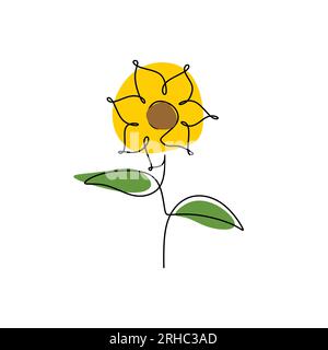 Continuous line drawing of beautiful flowers. Stock Vector