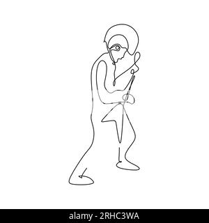 continuous line drawing of rocker guitarist players Stock Vector Image ...