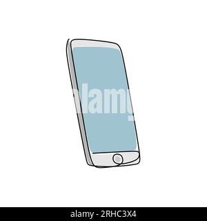 continuous line drawing of mobile communication devices. Stock Vector