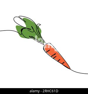 Carrot vegetable continuous line art drawing vector Stock Vector