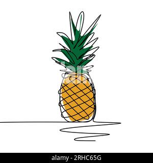 Pineapple One continuous line art drawing vector illustration minimalist design Stock Vector