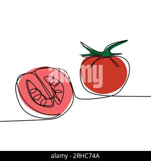 Tomato continuous line drawing vector illustration Stock Vector