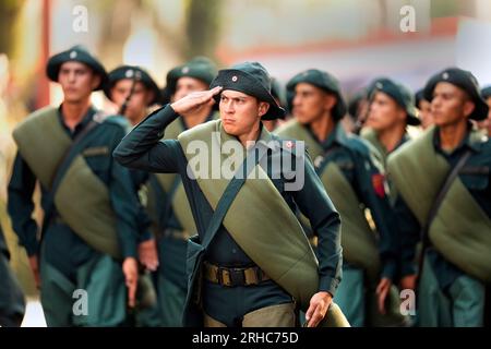 Dressed uniforms of the 1932 1935 Chaco War soldiers march during