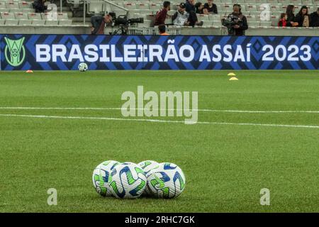 Curitiba, Brazil. 15th Aug, 2023. PR - CURITIBA - 08/15/2023 - BRASILEIRO A 2023, ATHLETICO-PR X CUIABA - The match balls seen before the match between Athletico-PR and Cuiaba at the Arena da Baixada stadium for the Campeonato Brasileiro A 2023. Photo: Robson Mafra/ Credit: AGIF/Alamy Live News Stock Photo