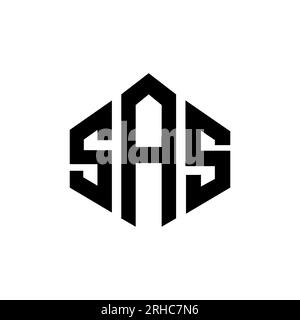 SAS letter logo design with polygon shape. SAS polygon and cube shape logo design. SAS hexagon vector logo template white and black colors. SAS monogr Stock Vector