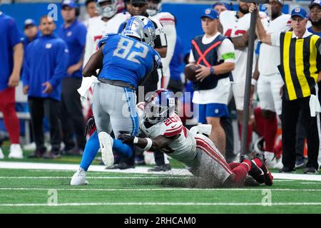 Detroit Lions tight end James Mitchell works on a drill during an NFL  football practice, Tuesday, Aug. 8, 2023, in Allen Park, Mich. (AP  Photo/Carlos Osorio Stock Photo - Alamy