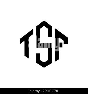 TSF letter logo design with polygon shape. TSF polygon and cube shape logo design. TSF hexagon vector logo template white and black colors. TSF monogr Stock Vector