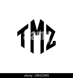 TMZ letter logo design with polygon shape. TMZ polygon and cube shape logo design. TMZ hexagon vector logo template white and black colors. TMZ monogr Stock Vector