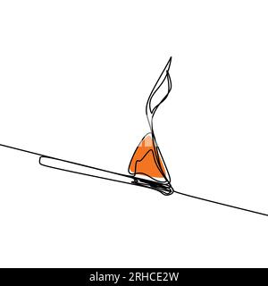 Continuous line drawing of burning a match stick on white background Stock Vector