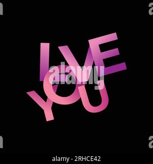 Love text 3d realistic isolated on black background for valentine's day card template banner vector illustration. Stock Vector
