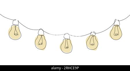 Continuous line drawing of light bulb vector illustration minimalist design background Stock Vector