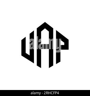 UAP letter logo design with polygon shape. UAP polygon and cube shape logo design. UAP hexagon vector logo template white and black colors. UAP monogr Stock Vector