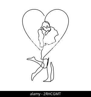 Romantic Kissing Couple Drawing Stock Vector Image & Art - Alamy