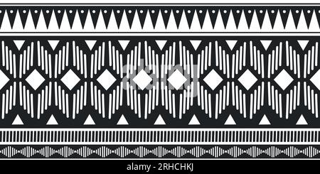 Ethnic seamless pattern black and white colors with geometric symbol ancient drawing background for fashion textile print vector illustration. Stock Vector