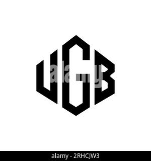 UGB letter logo design with polygon shape. UGB polygon and cube shape logo design. UGB hexagon vector logo template white and black colors. UGB monogr Stock Vector