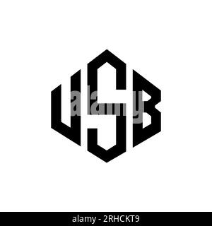 USB letter logo design with polygon shape. USB polygon and cube shape logo design. USB hexagon vector logo template white and black colors. USB monogr Stock Vector