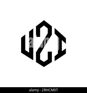 UZI letter logo design with polygon shape. UZI polygon and cube shape logo design. UZI hexagon vector logo template white and black colors. UZI monogr Stock Vector