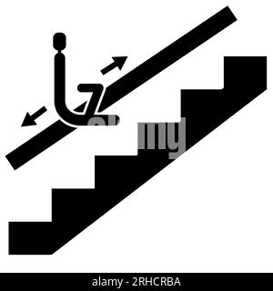 Disabled access elevator lift escalator icon. Stair lift sign. Chair stair lifts symbol. flat style. Stock Photo