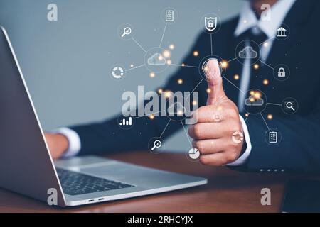Cloud computing, smart industry, internet of things, customer service management, digital transformation change management, new technology bigdata and Stock Photo