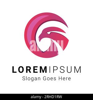 Round Circle Eagle Logo Design Phoenix Bird Logotype Hawk Bird Wings Power Stock Vector