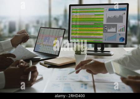 work hard Data Analytics Statistics Information Business Technology. Stock Photo