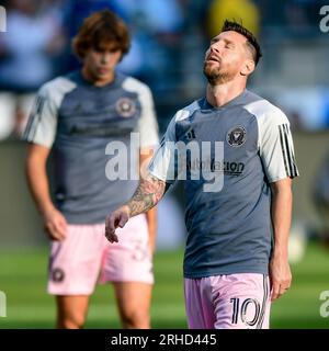 Chester, PA, USA 15th Aug, 2023 Lionel Messi warms up before the match against MLS side Philadelphia Union (Credit Image: Don Mennig Alamy News - Editorial Use Only - No Commercial Use) Stock Photo