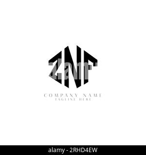ZNF letter logo design with polygon shape. ZNF polygon and cube shape logo design. ZNF hexagon vector logo template white and black colors. ZNF monogr Stock Vector