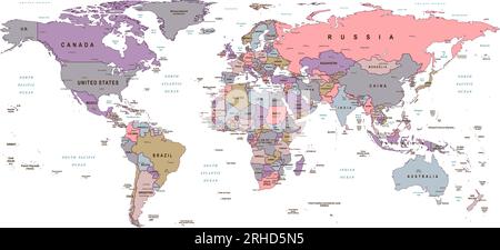 Political world map Patterson projection Stock Vector