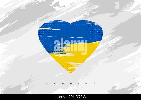 Love for Ukraine. Ukraine Flag with Love Concept in Brush Style. Ukraine Flag Illustration Isolated on Grunge Background Stock Vector