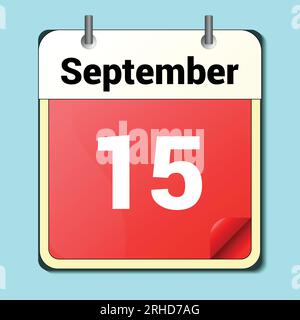 day on the calendar, vector image format, September 15. Stock Vector