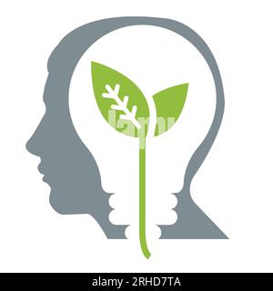 Think green eco human head silhouette. Environment posters Stock Vector