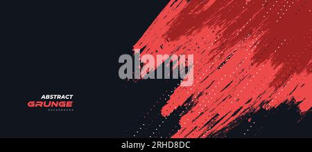 Abstract Black and Red Grunge Background. Brush Stroke Illustration for Banner. Scratch and Texture Elements For Design Stock Vector