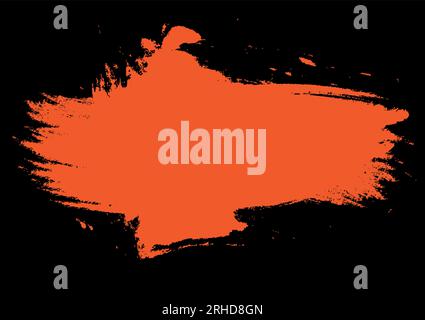 Abstract orange grunge brush stroke on black background Vector illustration Stock Vector