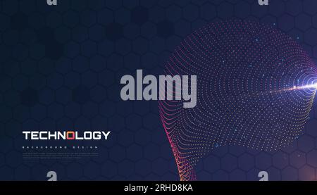 Abstract Futuristic Technology Background with Dotted Wave Concept. Suitable for Cover, Presentation, Banner or Landing Page Stock Vector