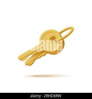 bunch of golden keys on a white background. flat vector illustration ...