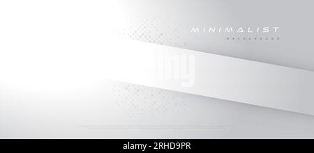 Modern and Minimalist Abstract White Background in Halftone Style. Minimalist Silver Background Design. Premium White and Gray Gradient Background Stock Vector