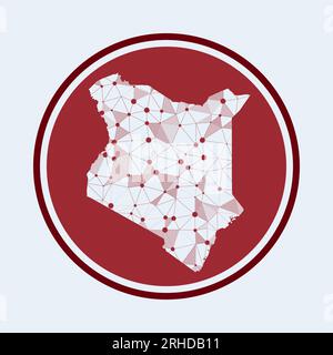 Kenya icon. Trendy tech logo of the country. Geometric mesh round design. Technology, internet, network, telecommunication concept. Vector illustratio Stock Vector