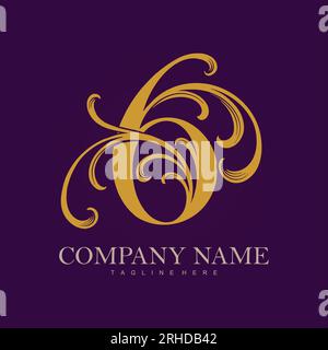 Timeless luxury classic number 6 monogram letter logo vector illustrations for your work logo, merchandise t-shirt, stickers and label designs, poster Stock Vector