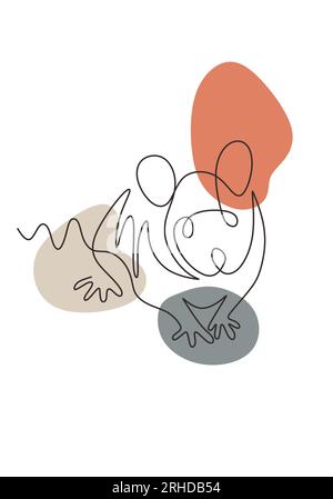 One line drawing mouse animal minimalist. Vector illustration poster trendy design. Stock Vector
