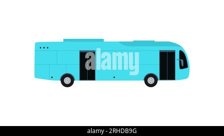 Big blue bus isolated on white background. Stock Vector