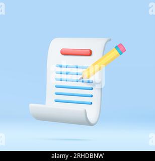 3d Copywriting, writing icon. Document concept Stock Vector